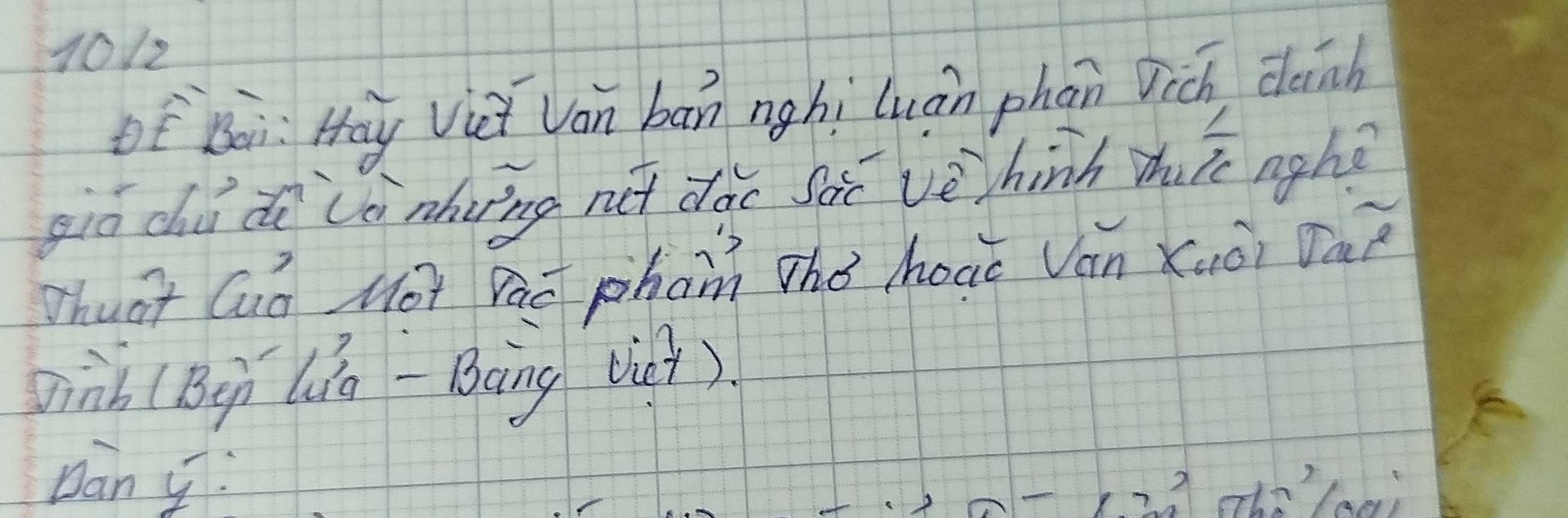 1012 
f Boi: May Viei Van ban nghi luan phan wich deinh 
giō du di vè ahving net dàc sàc vèhinh ih  1/3c  nghe 
Thuat Gū Mot Dag phan The hoae Van Xuài Dai 
jiàb (Bei lǎg-Bàng vig) 
Dan y : 
22 ohela