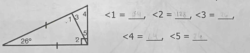 <1= _1 <2= _' ∠ 3= _1
<4= _1 ∠ 5= _