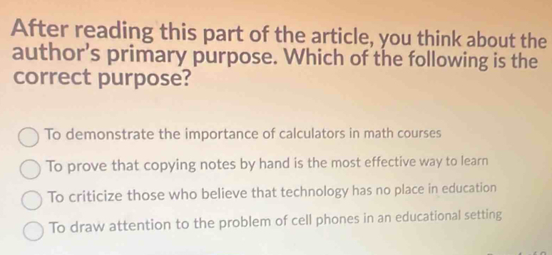 Solved: After reading this part of the article, you think about the ...