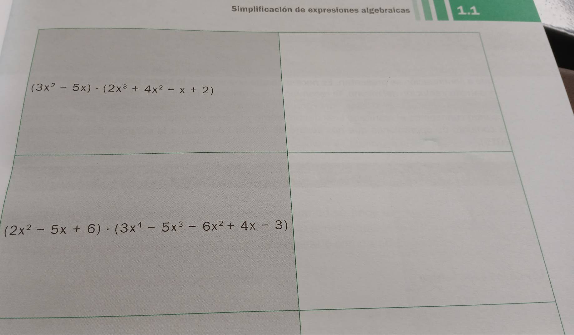 Simplificación de expresiones algebraicas 1.1