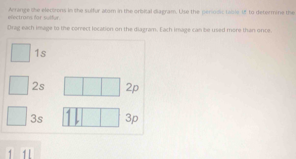 Solved: Arrange the electrons in the sulfur atom in the orbital diagram ...