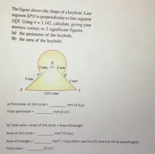 Solved: The figure shows the shape of a keyhole. Line segment XPO is ...