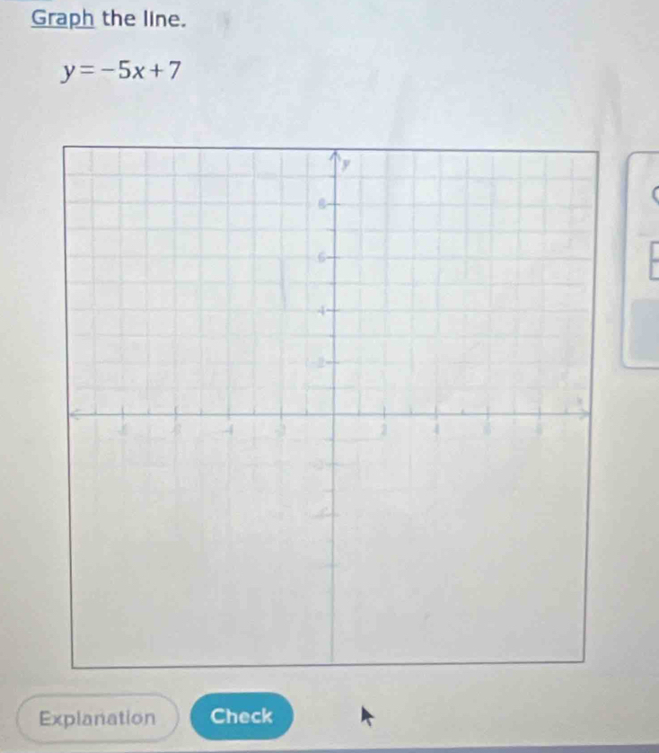 Graph the line.
y=-5x+7
Explanation Check