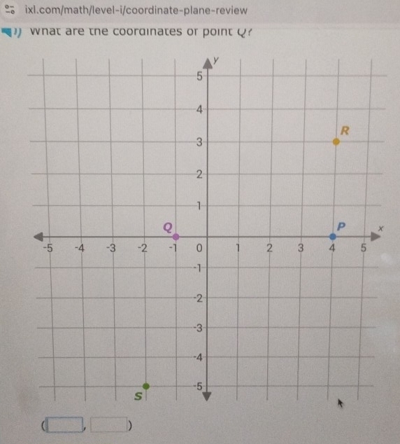 What are the coordinates or point Q? 
×
(□ ,□ )