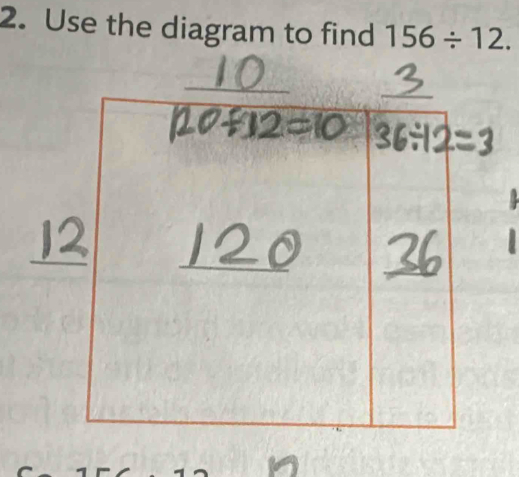 Use the diagram to find 156/ 12.