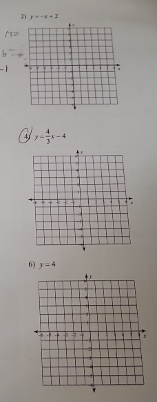 y=-x+2
4 y= 4/3 x-4
6) y=4