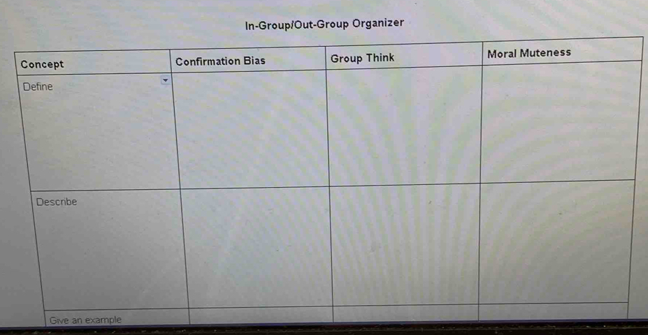 In-Group/Out-Group Organizer 
Give an example