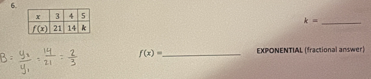 k= _
_ f(x)=
EXPONENTIAL (fractional answer)