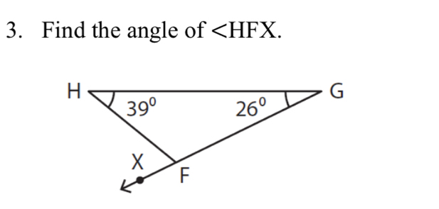 Find the angle of ∠ HFX.