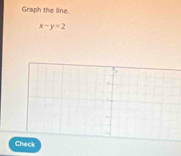 Graph the line.
x-y=2
Check