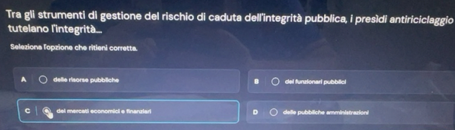 Risolto:Tra gli strumenti di gestione del rischio di caduta dell ...