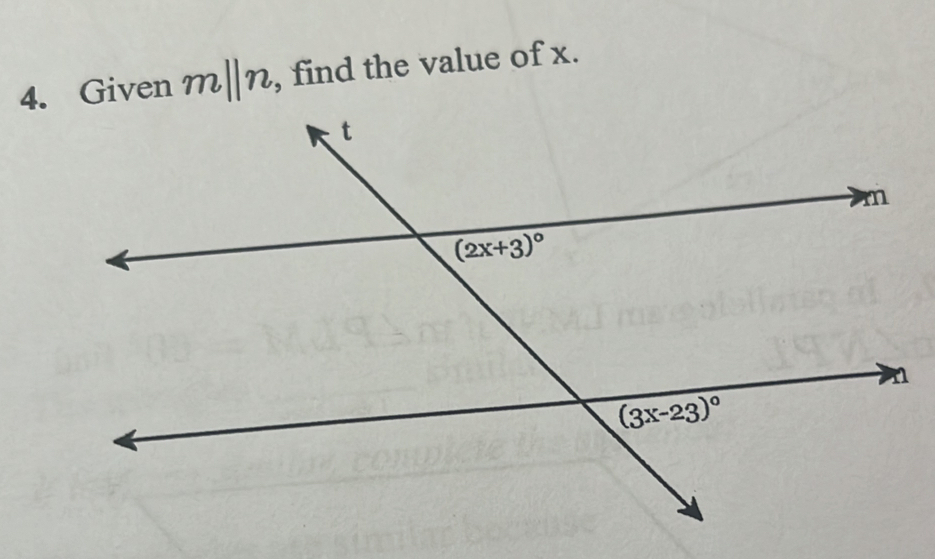 Given m||n , find the value of x.