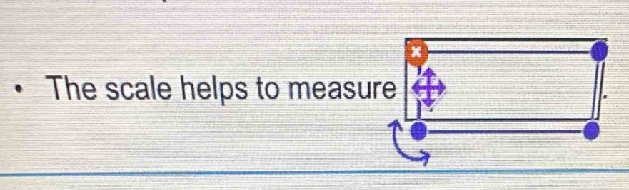 x
• The scale helps to measure