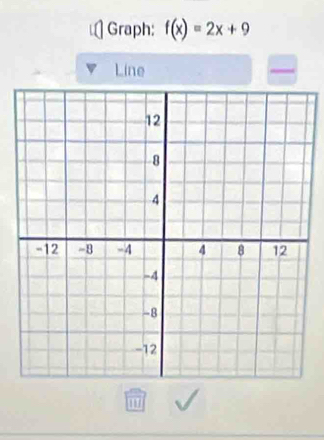 Graph: f(x)=2x+9
Line 
1