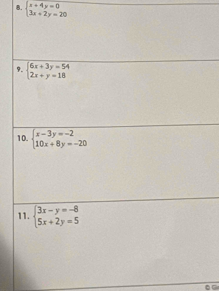 beginarrayl x+4y=0 3x+2y=20endarray.
DC