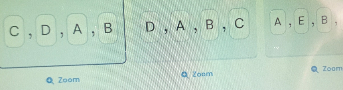 C , D , A , B D , A , B , C A , E , B , 
Zoom 
Zoom 
Zoom