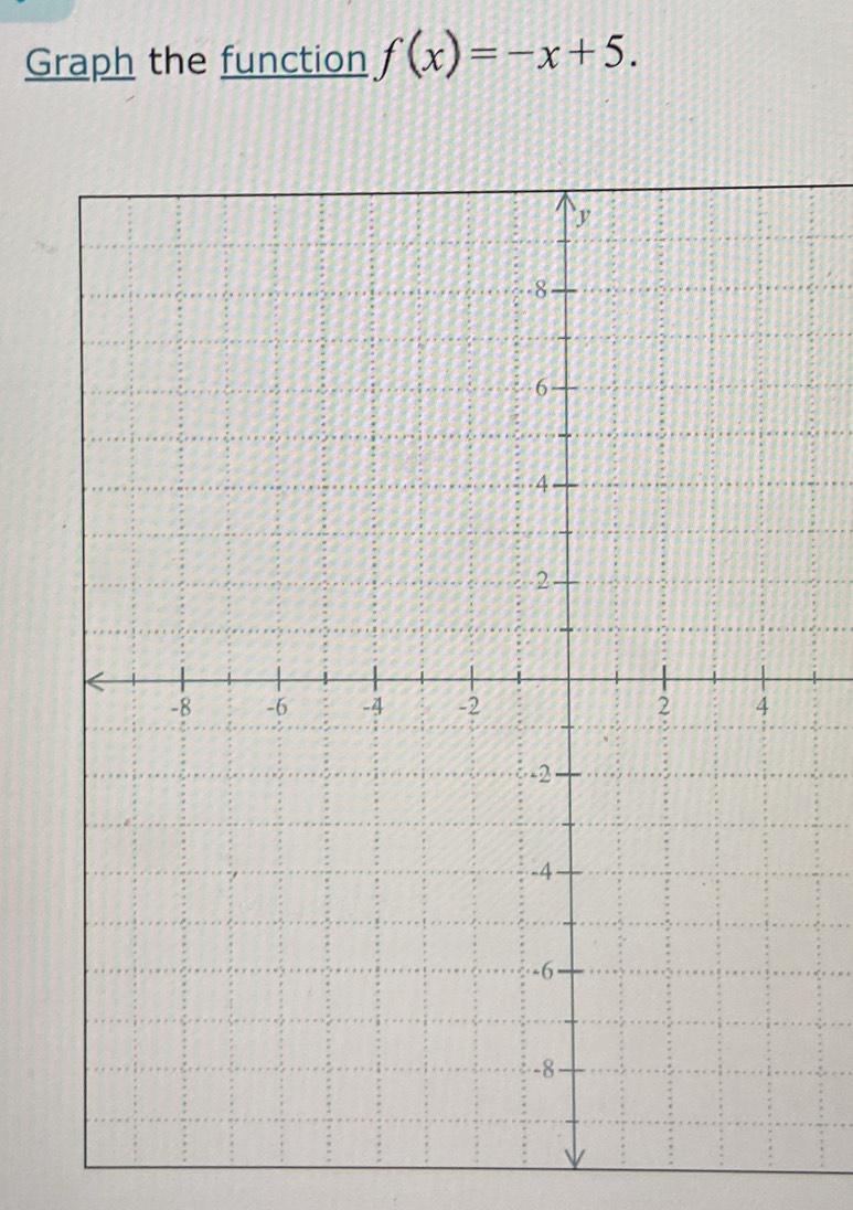 Graph the function f(x)=-x+5.