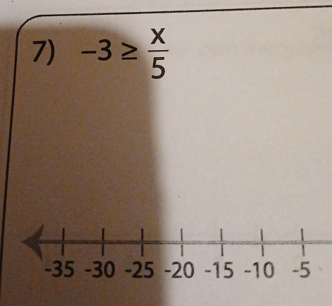 -3≥  x/5 