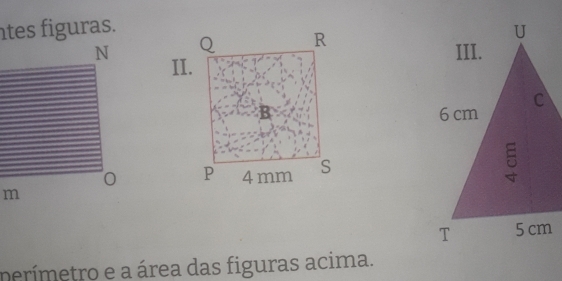 tes figuras. 

perímetro e a área das figuras acima.