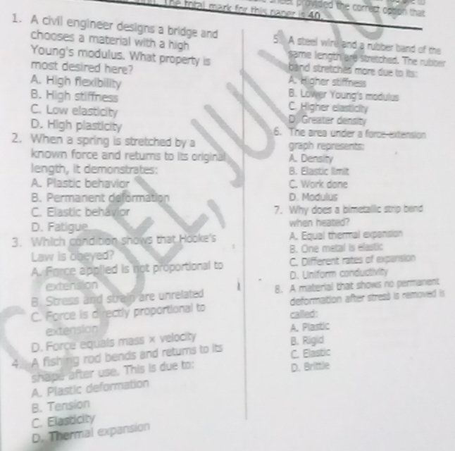 Solved: neet provped the correct opton that he total mark for this ...