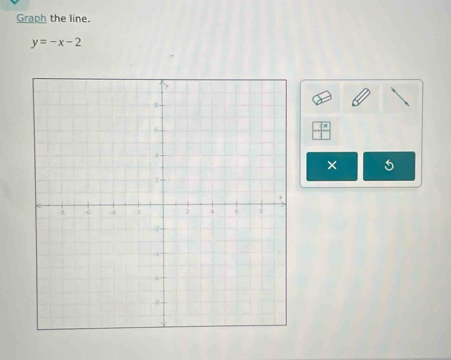 Graph the line.
y=-x-2
× 
×