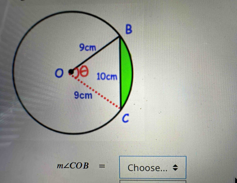 m∠ COB= Choose...