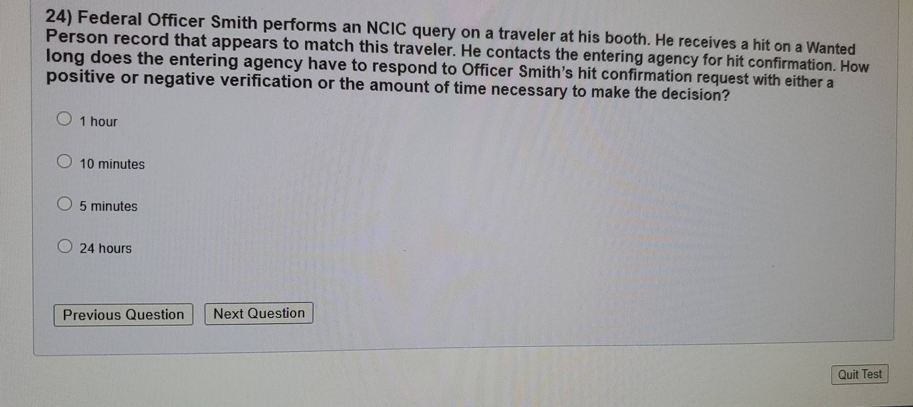 Solved: Federal Officer Smith performs an NCIC query on a traveler at ...