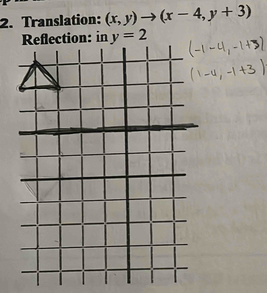 Translation: (x,y)to (x-4,y+3)