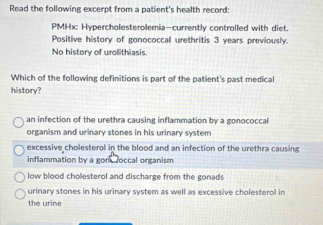 Solved: Read the following excerpt from a patient's health record: PMHx ...