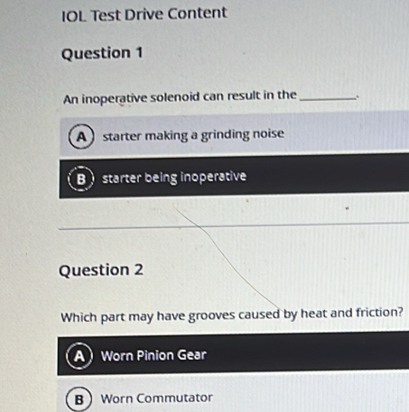 Solved: IOL Test Drive Content Question 1 An inoperative solenoid can ...