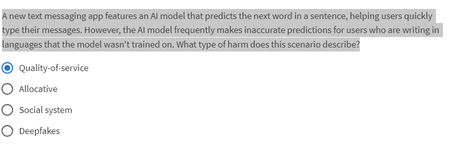 Solved: A new text messaging app features an AI model that predicts the ...