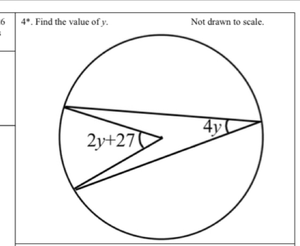 6 4^*. Find the value of y. Not drawn to scale.