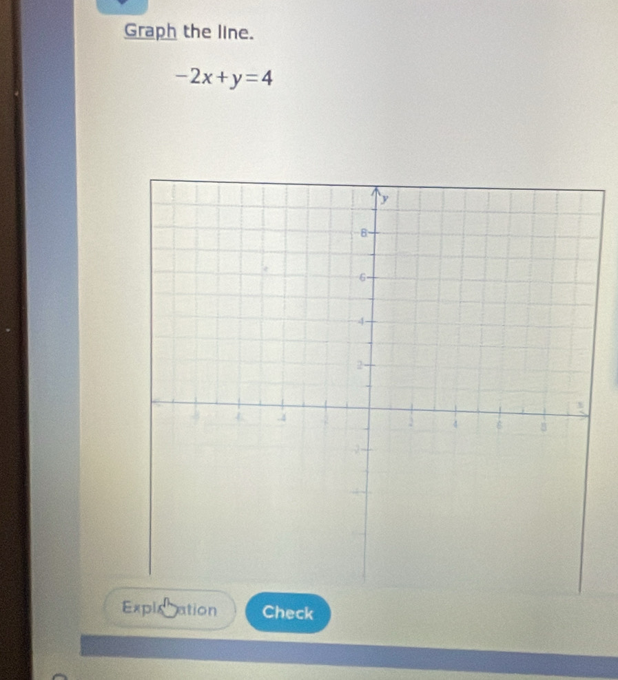 Graph the line.
-2x+y=4
Explstation Check