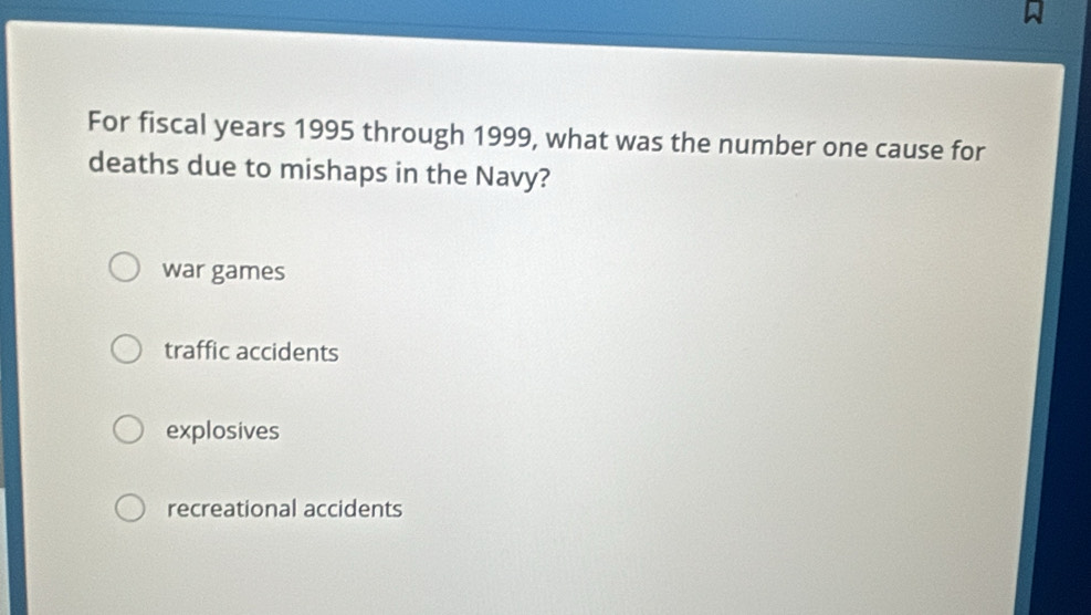Solved: For fiscal years 1995 through 1999, what was the number one ...