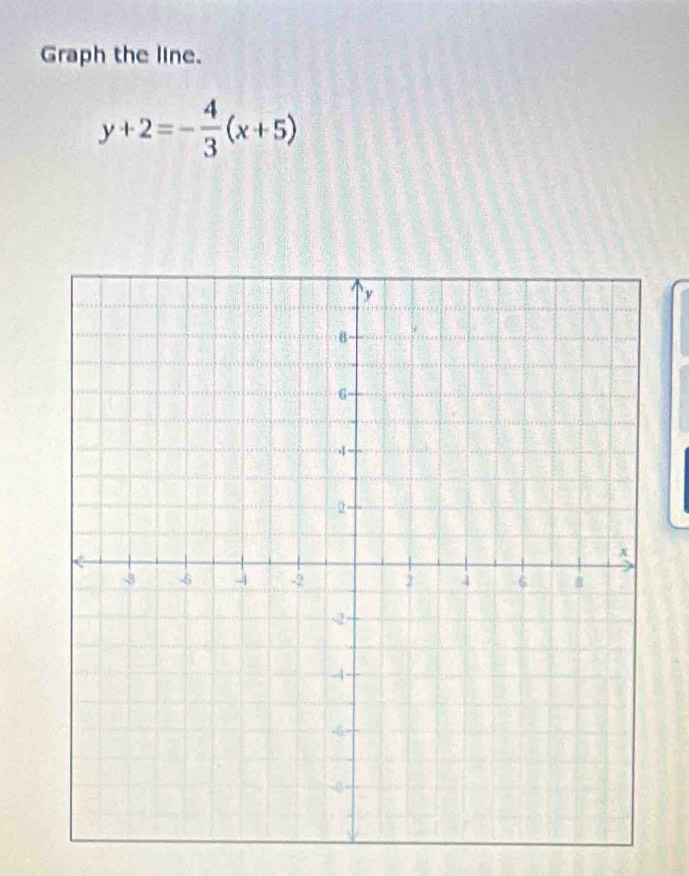 Graph the line.
y+2=- 4/3 (x+5)