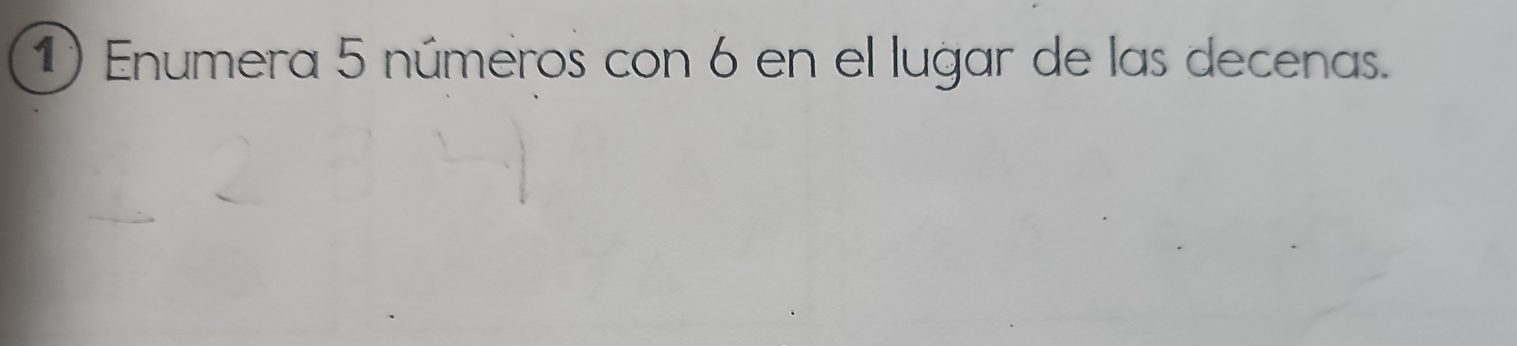 Enumera 5 números con 6 en el lugar de las decenas.