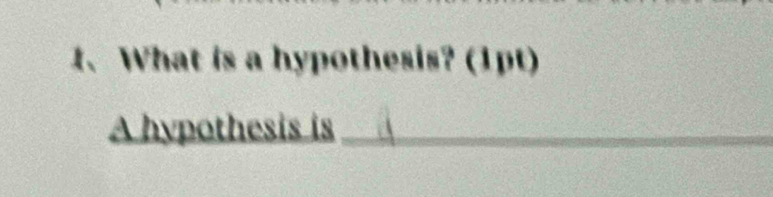 What is a hypothesis? (1pt) 
A hypothesis is_