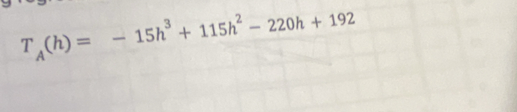 T_A(h)=-15h^3+115h^2-220h+192