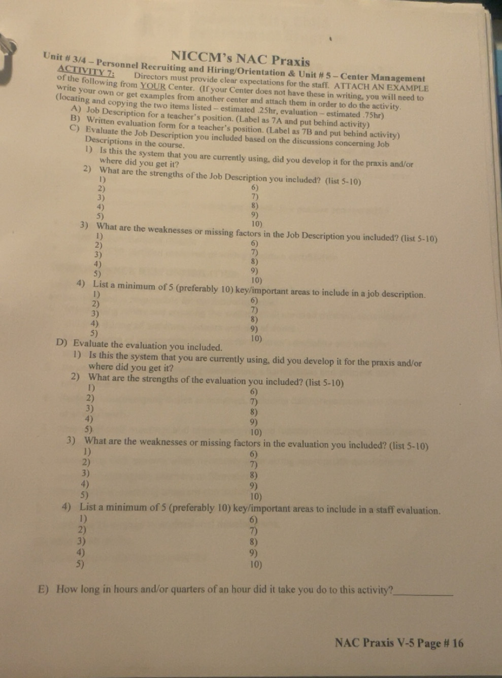 Solved: NICCM’s NAC Praxis Unit # 3/4 - Personnel Recruiting and Hiring ...