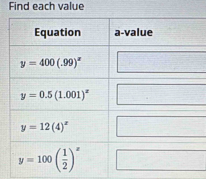 Find each value