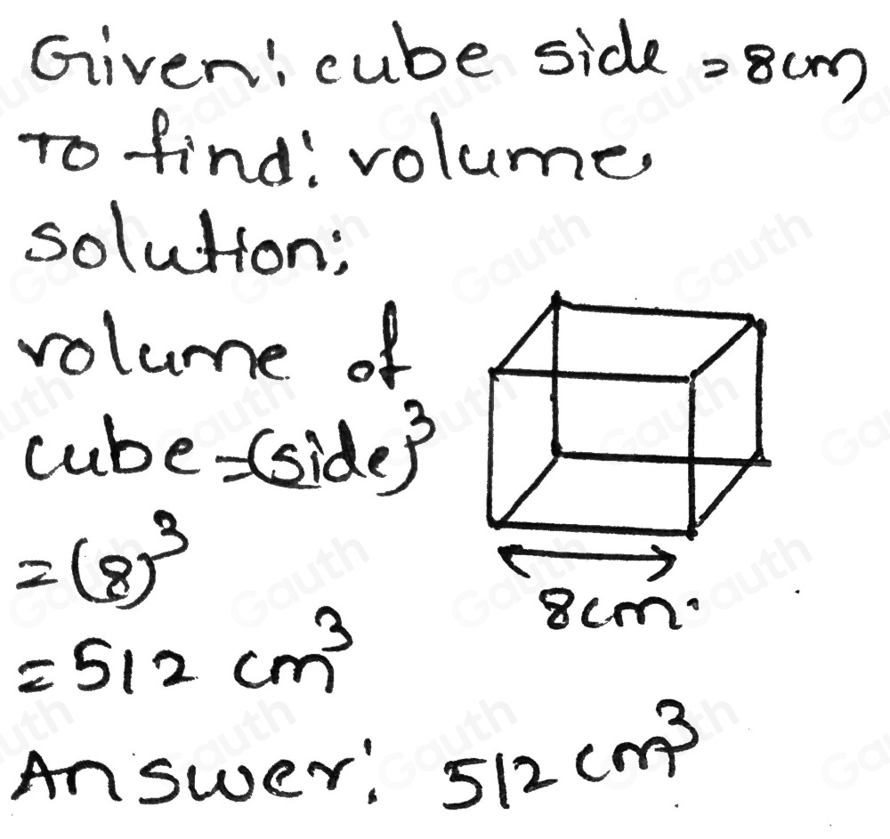 Solved: 30 -32. Daisy has a cubical box with an edge of 8cm. What is ...
