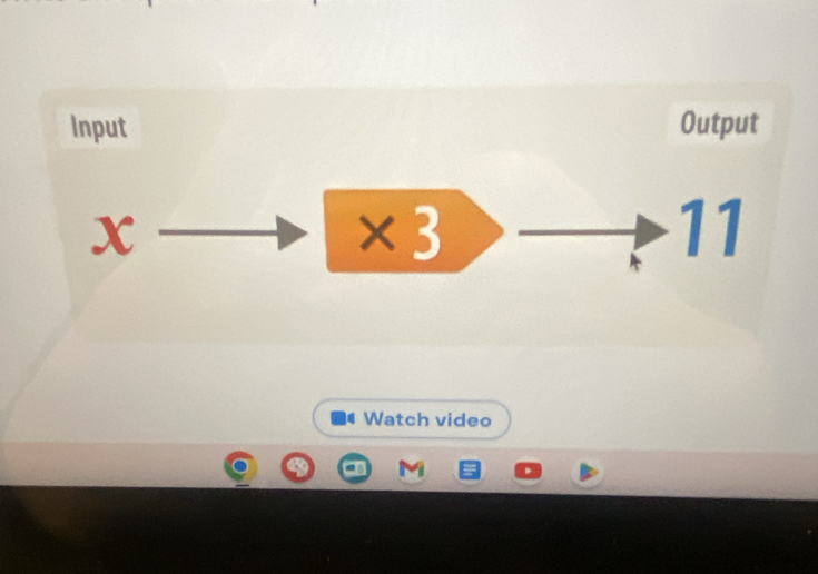 Input Output^- X
* 3
11 
Watch video