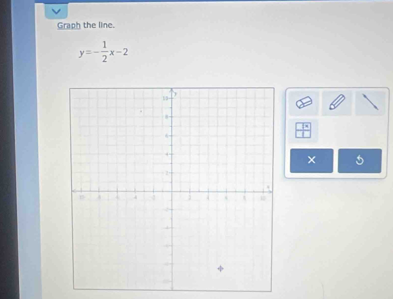 Graph the line.
y=- 1/2 x-2
5