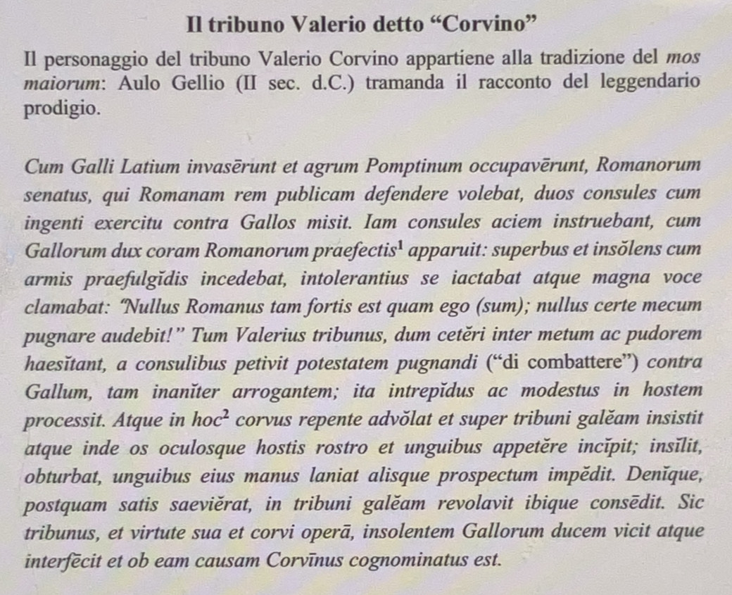 Risolto:Il tribuno Valerio detto “Corvino” Il personaggio del tribuno ...