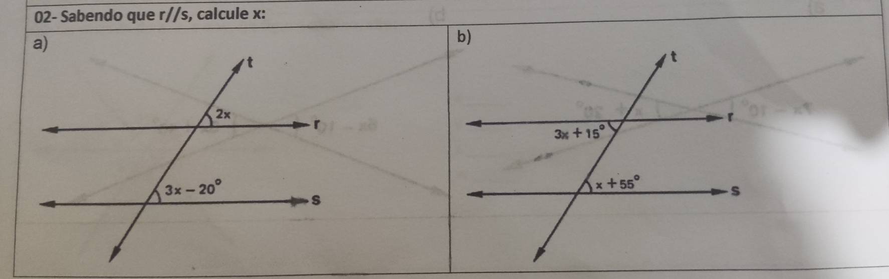 02- Sabendo que r//s , calcule x: