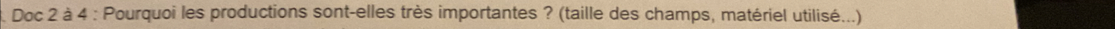 Doc 2 à 4 : Pourquoi les productions sont-elles très importantes ? (taille des champs, matériel utilisé...)