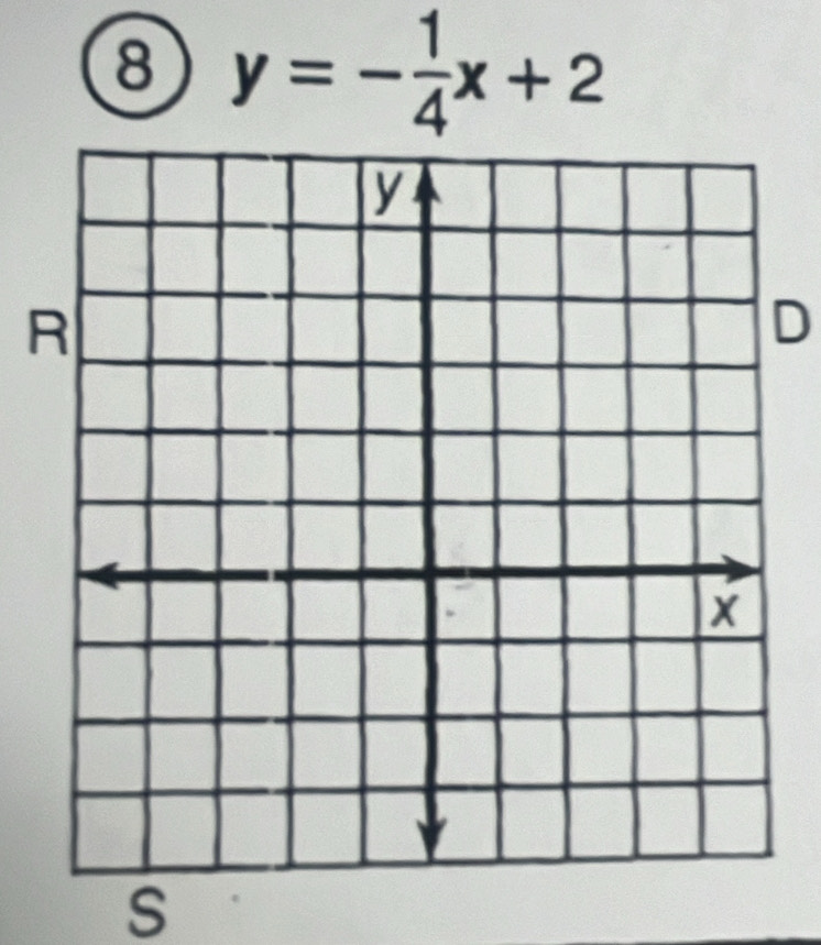 ⑧ y=- 1/4 x+2
D 
s