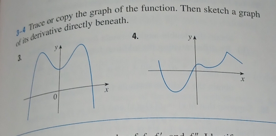 3-4 Trace or copy the graph of the function. Then sketch a graph 
s derivative directly beneath. 
4.