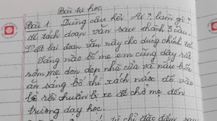 gai ti heg 
Bat 1. Zung cāw hēi A? lamm gì? 
de tach dean van saw thank 5 cau. 
get tai doap yán way cho duing chinl. ia 
gang rào to me emciing day hat 
som me don den whi clia bà nái biā 
an sāng bó zhìxach màn dò vàn 
lrsi chuán ti xe dè chó me dén 
thiong day hoc. 
tiche dac diény bau