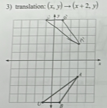 translation: (x,y)to (x+2,y)